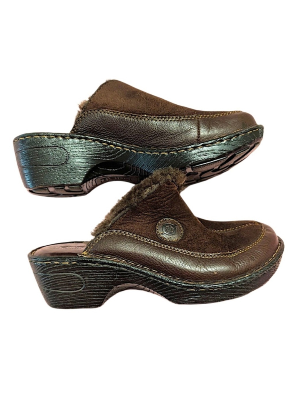 Born Brown Faux Fur Lined Mule Clogs - Picture 9 of 9